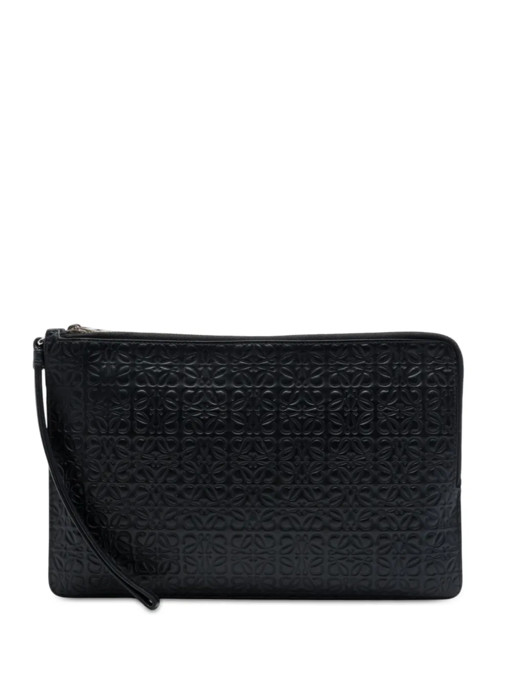 Loewe Pre-Owned pochette plate Repeat Double en cuir de veau à logo Anagram embossé (2018) - Noir Loewe Pre-Owned pochette plate Repeat Double en cuir de veau à logo Anagram embossé (2018) - Noir