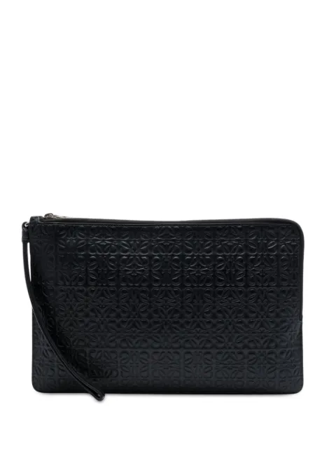 Loewe Pre-Owned 2018 Embossed Anagram Calfskin Repeat Double Flat Pouch clutch bag
