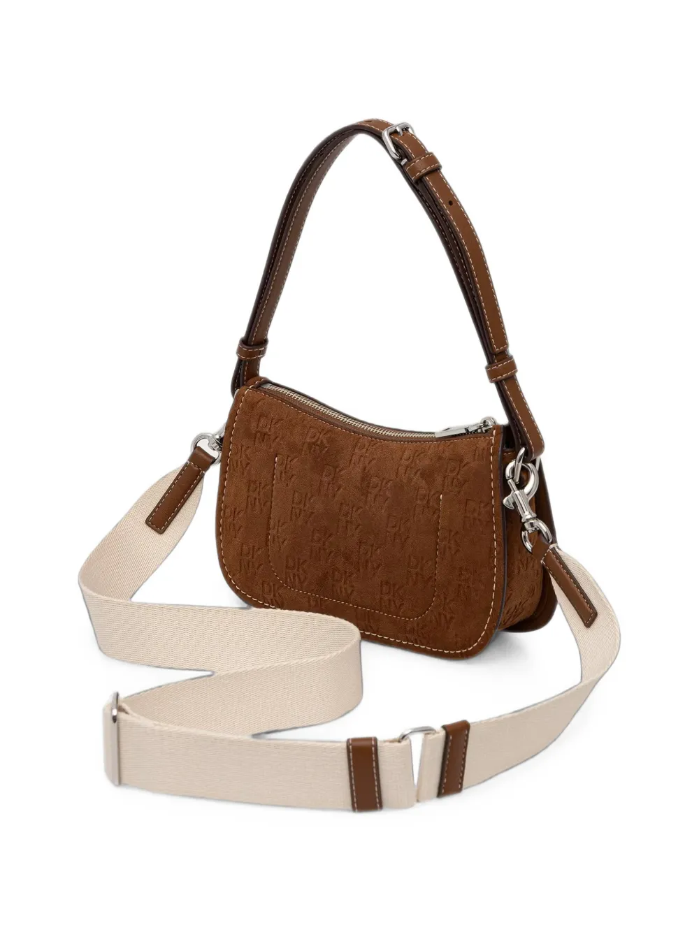 DKNY Schoudertas met logo-reliëf Bruin