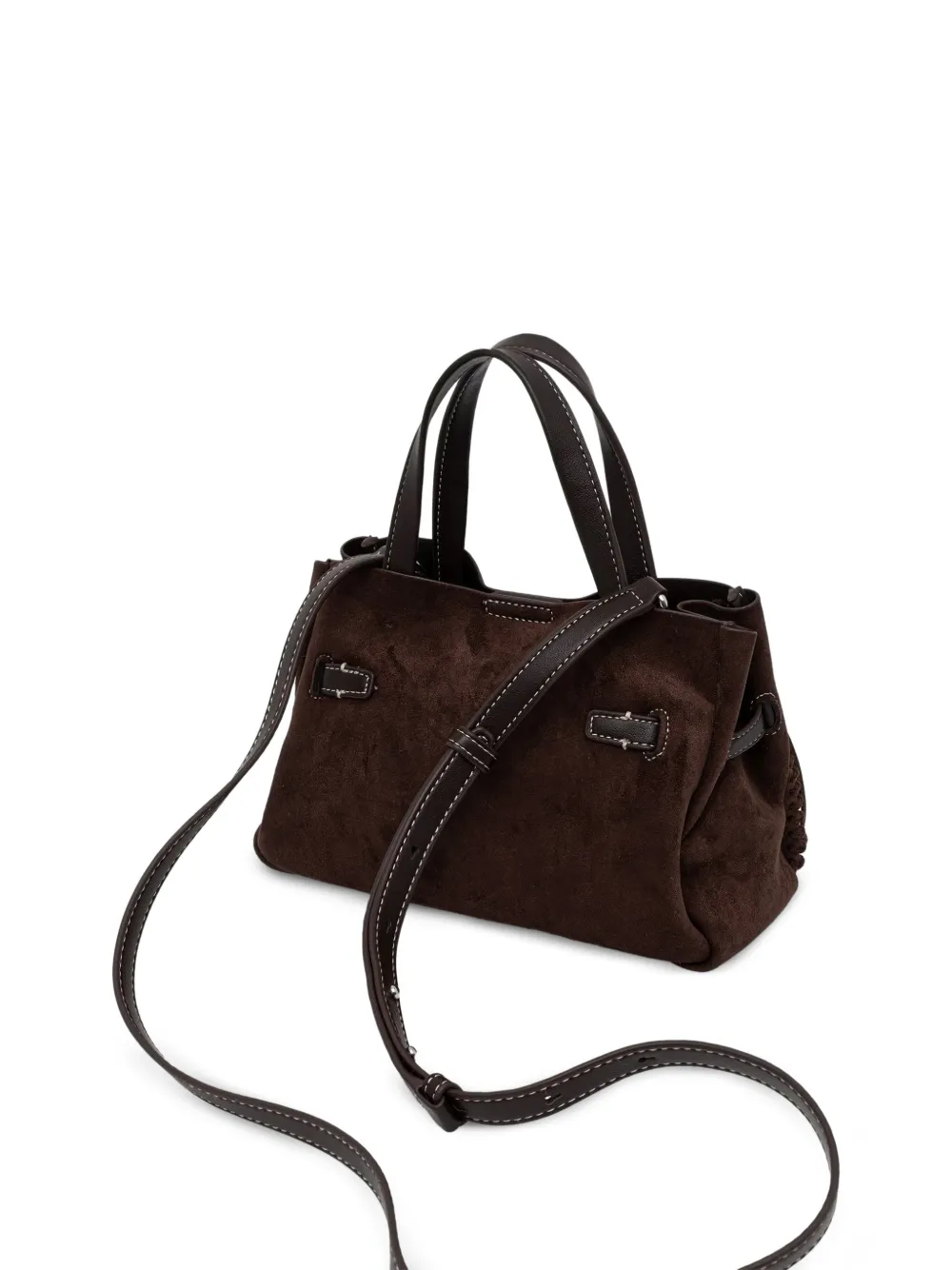 DKNY Leren schoudertas met franje afwerking Bruin