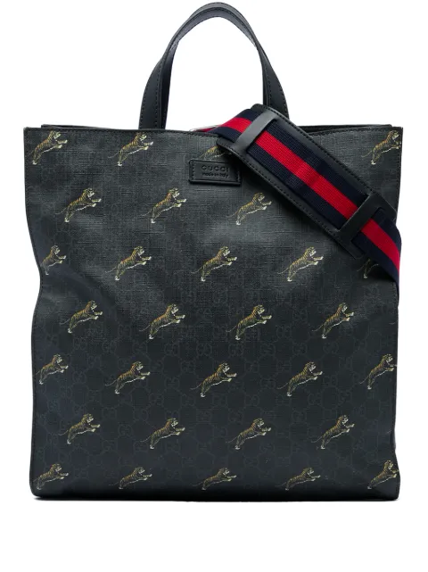 Gucci Pre-Owned bolsa satchel Tiger de lona GG Supreme con diseño convertible y detalle Web 2016-2026