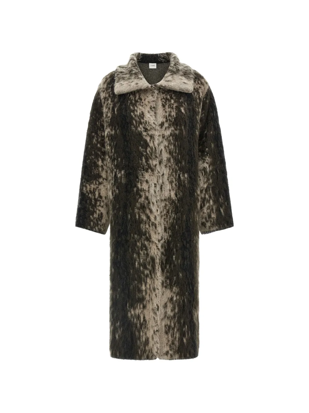 Nude animal-print brushed-finish coat - Marrone