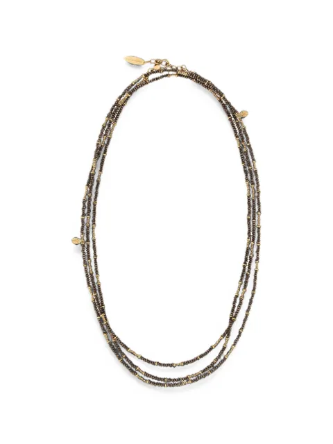 Brunello Cucinelli brown hematite sterling silver wrap bracelet