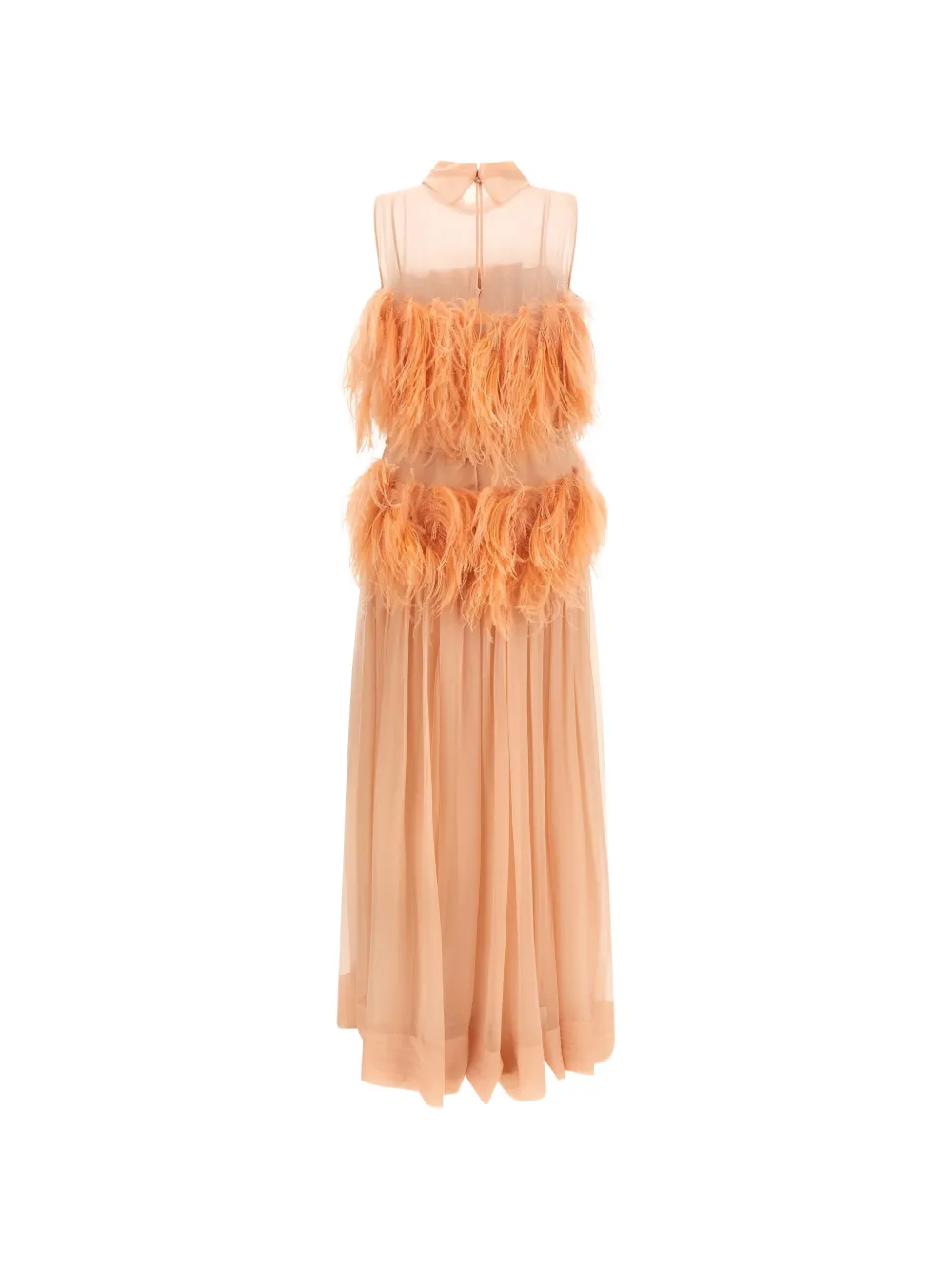 Alberta Ferretti Zijden maxi-jurk verfraaid met veren Roze
