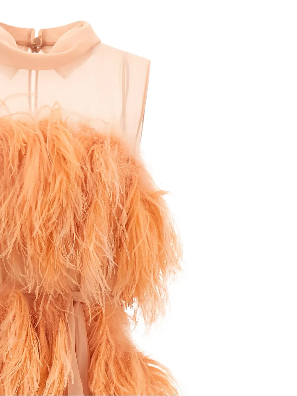 Alberta Ferretti Zijden maxi-jurk verfraaid met veren Roze