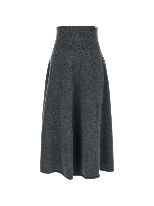Extreme Cashmere N°388 Ease Flared Midi Skirt in Grey
