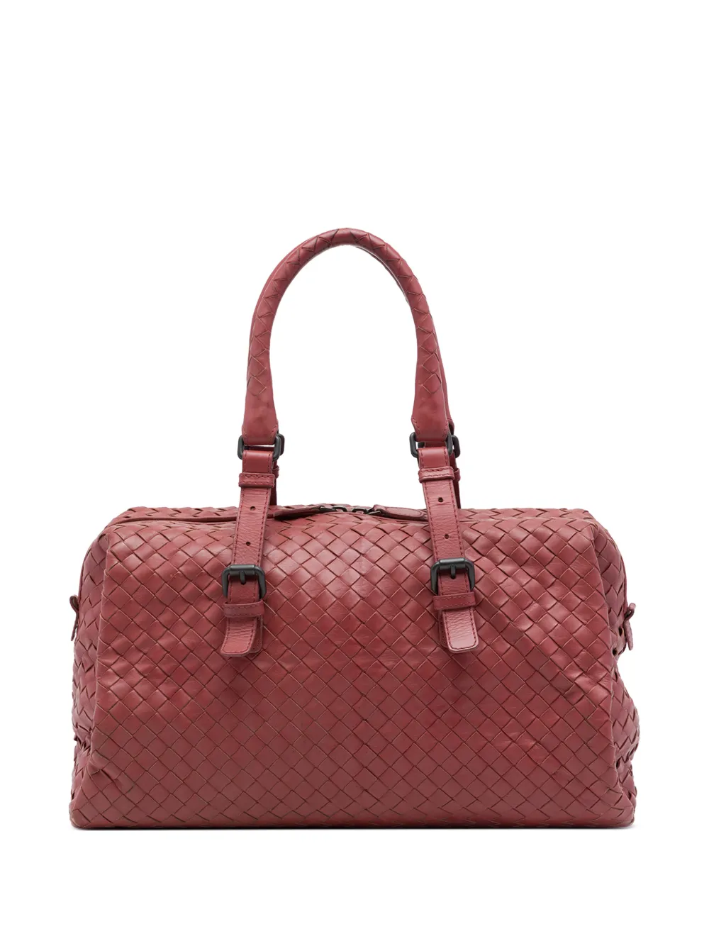 Bottega Veneta Pre-Owned sac Boston en cuir Nappa Intrecciato (2012-2026) - Rouge