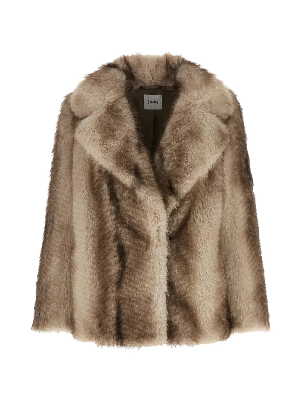 Nude manteau en fourrure artificielle et col à revers larges - Tons neutres Nude manteau en fourrure artificielle et col à revers larges - Tons neutres