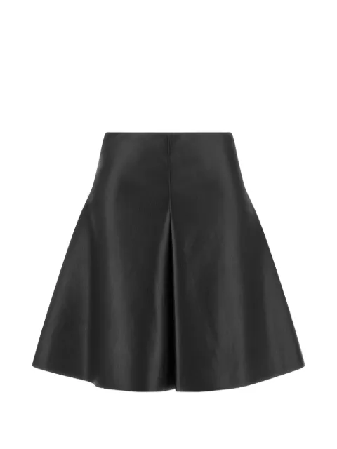 Nude trapezoid flared midi skirt