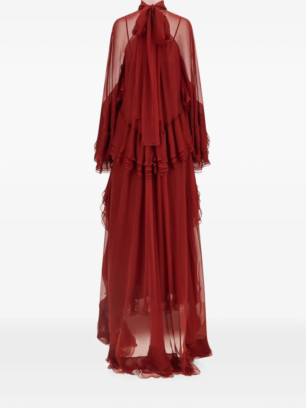 Alberta Ferretti Zijden maxi-jurk Rood