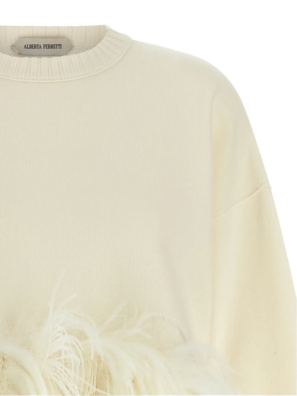 Alberta Ferretti Cropped trui verfraaid met veren Beige