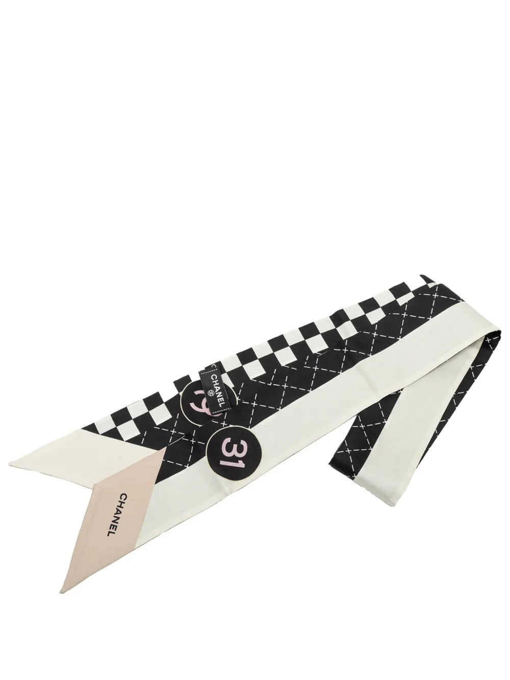 CHANEL Pre-Owned 2023 31 Rue Cambon Printed Silk Twilly Scarf scarves - Nero
