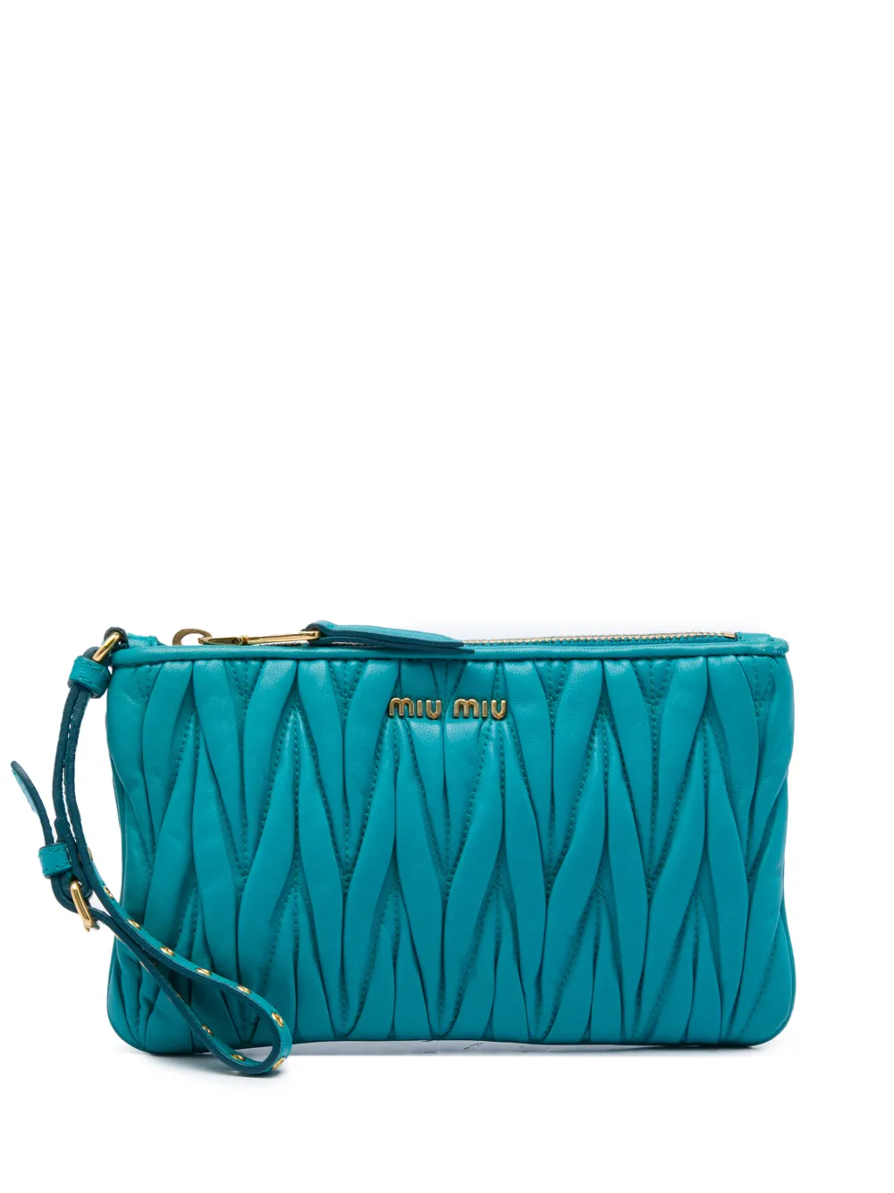 Miu Miu Pre-Owned pochette matelassée en cuir d'agneau (2010-2026) - Bleu