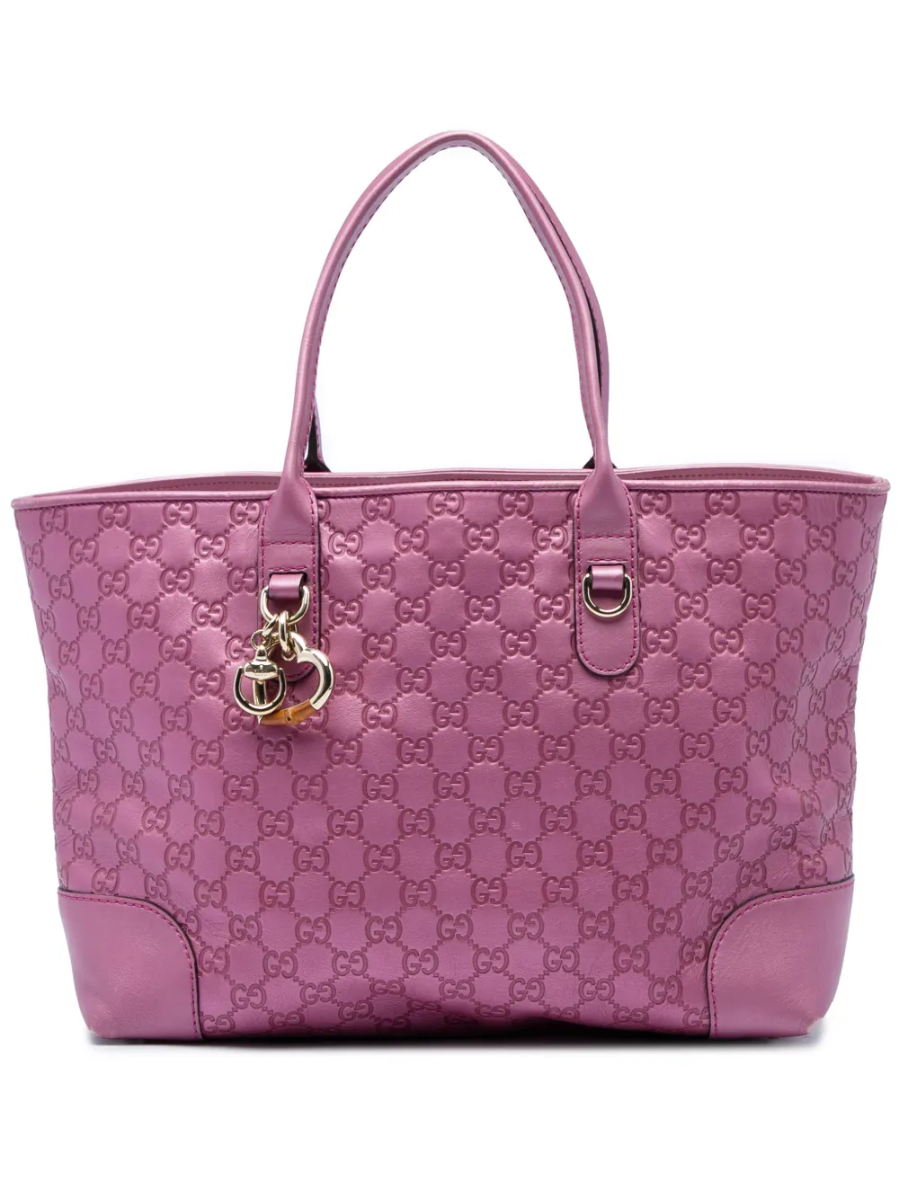 Gucci Pre-Owned sac cabas Heart Bit à motif Guccissima métallisé (2016-2026) - Rose Gucci Pre-Owned sac cabas Heart Bit à motif Guccissima métallisé (2016-2026) - Rose