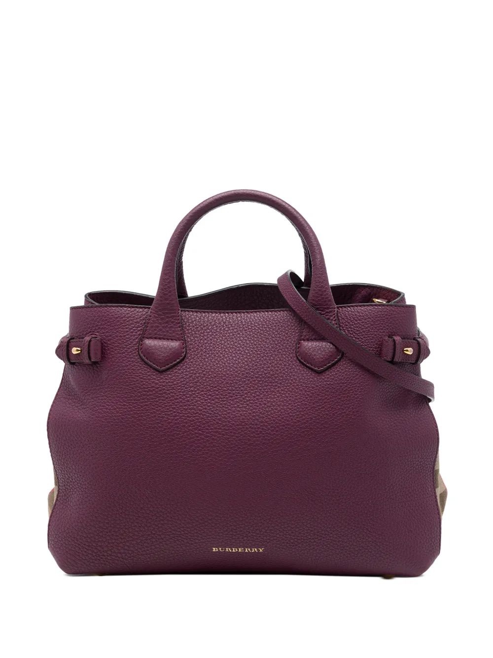 Burberry Pre-Owned sacoche Banner médium en cuir à motif House Check (2015-2020) - Violet