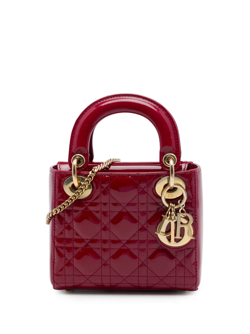 Christian Dior Pre-Owned 2019 mini Patent Cannage Lady Dior shoulder bag - Rot