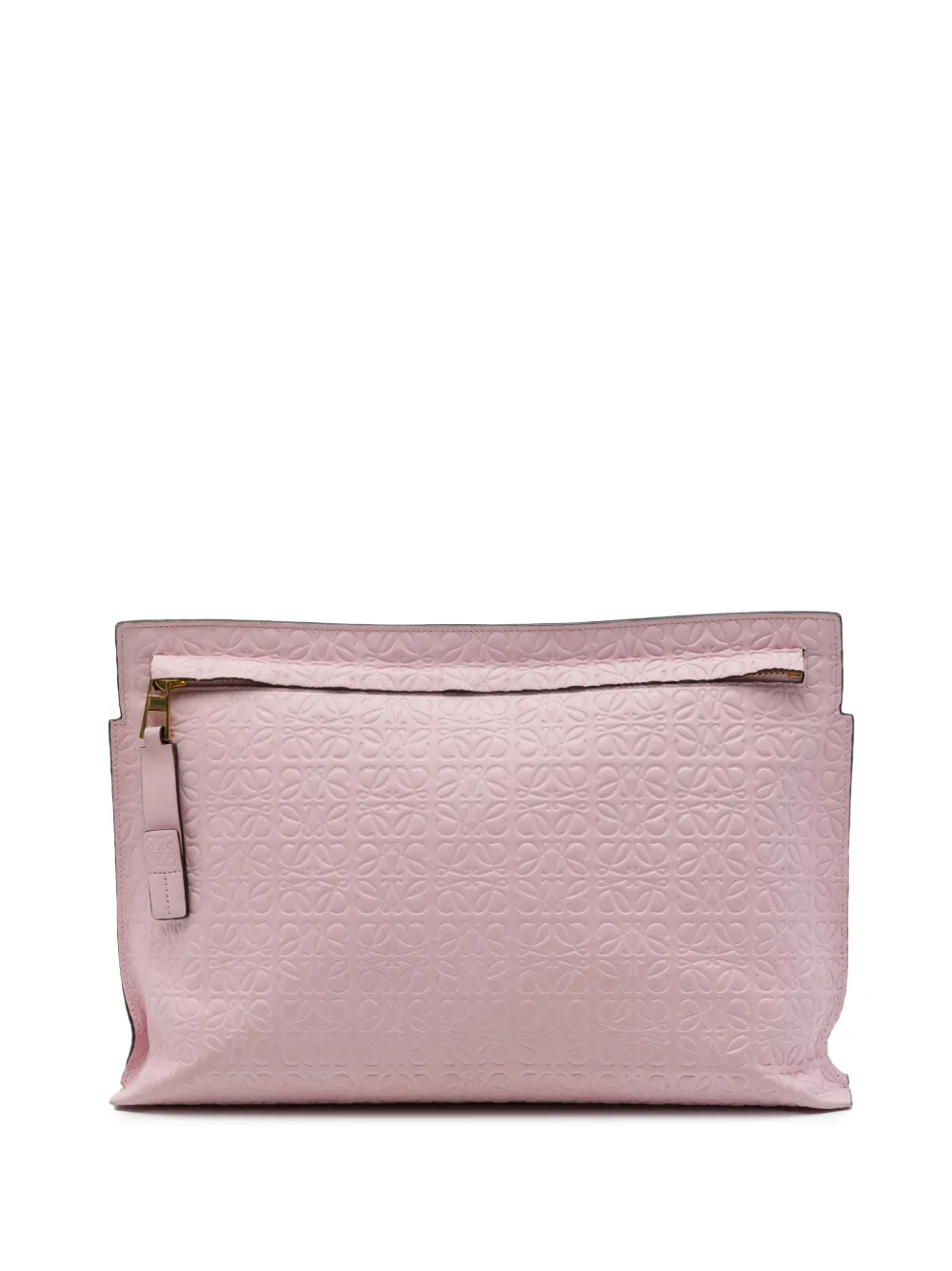 Loewe Pre-Owned pochette en cuir embossé Anagram Repeat T (2016) - Rose Loewe Pre-Owned pochette en cuir embossé Anagram Repeat T (2016) - Rose