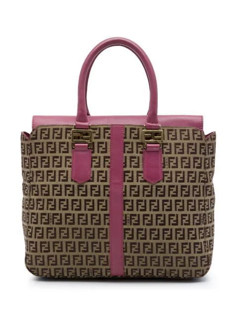 Fendi Pre-Owned bolsa satchel de lona Zucchino con ribete de piel 2000-2010