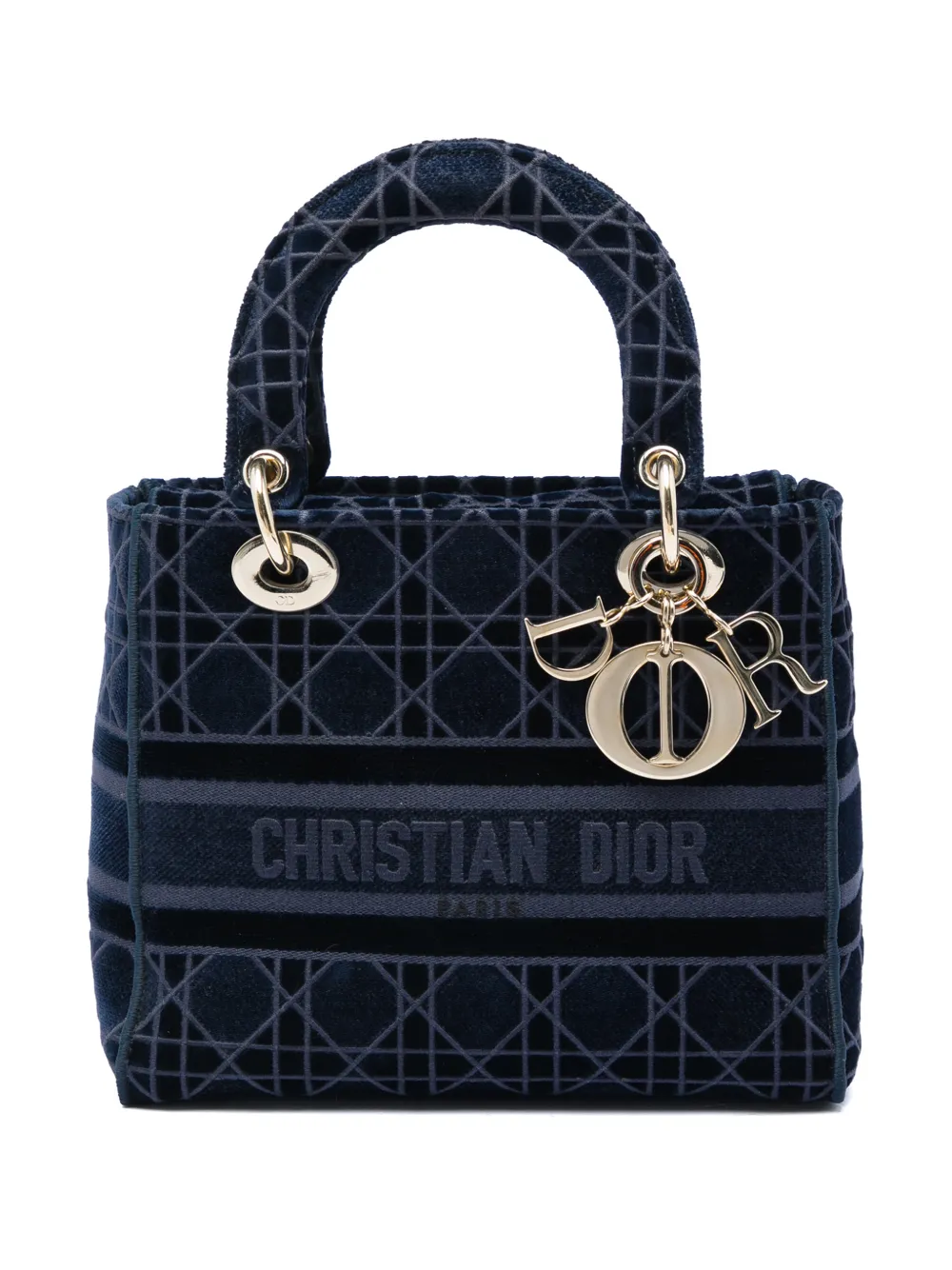 Christian Dior Pre-Owned 2020 Medium Velvet Cannage Lady D Lite satchel - Blu