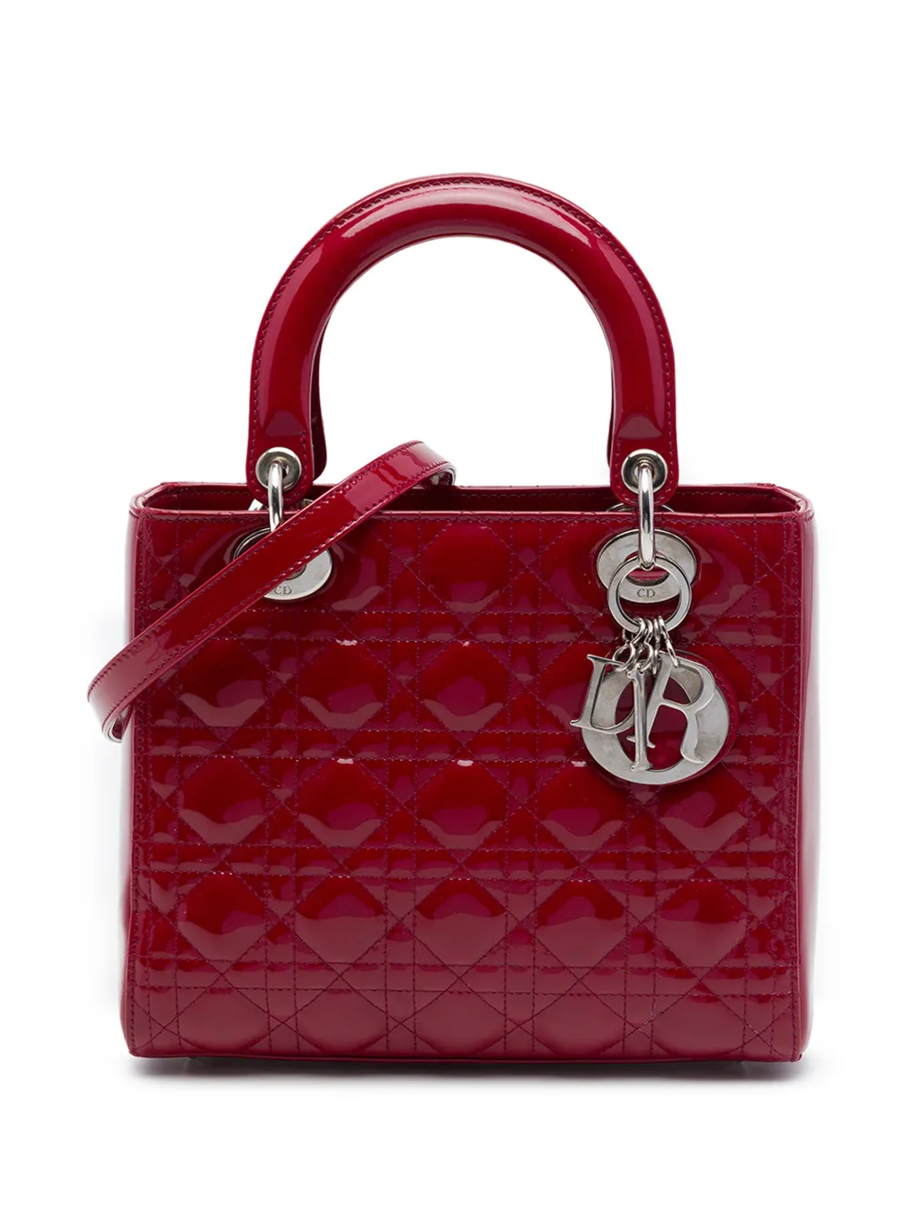 Christian Dior Pre-Owned cabas Cannage Lady Dior médium (2011) - Rouge Christian Dior Pre-Owned cabas Cannage Lady Dior médium (2011) - Rouge