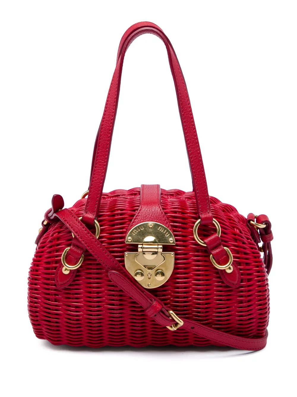 Miu Miu Pre-Owned 2010-2026 Wicker Rattan satchel - Rot