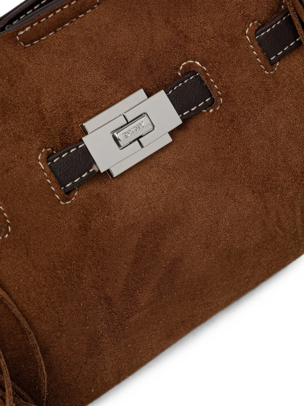 DKNY Suède shopper met franje Bruin