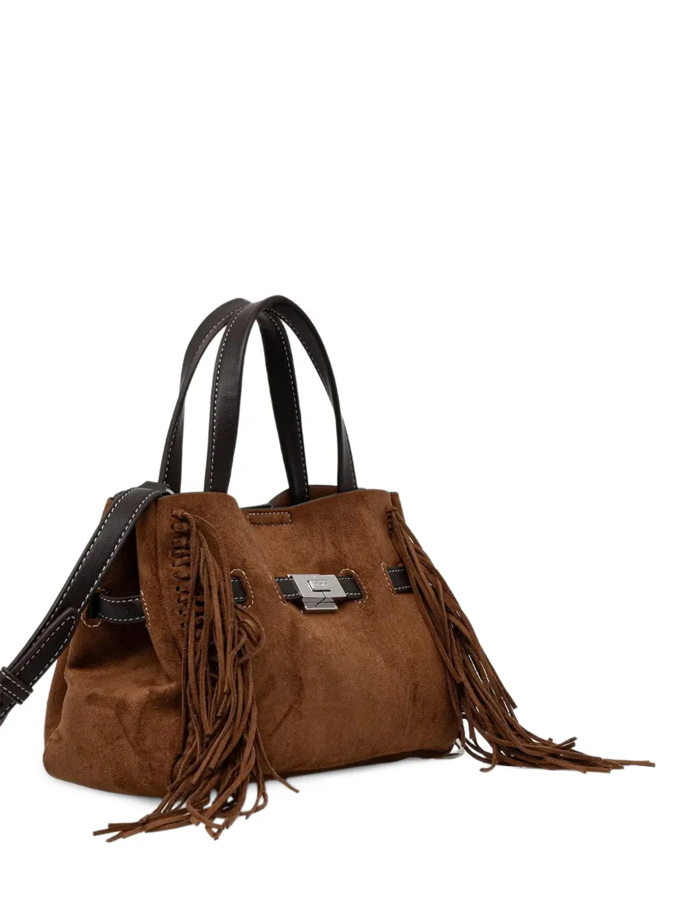 DKNY Suède shopper met franje Bruin