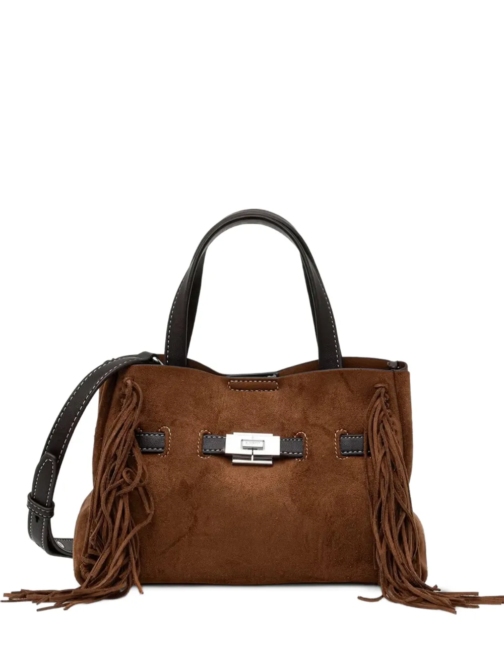 DKNY fringe-trimmed suede tote bag - Marrone