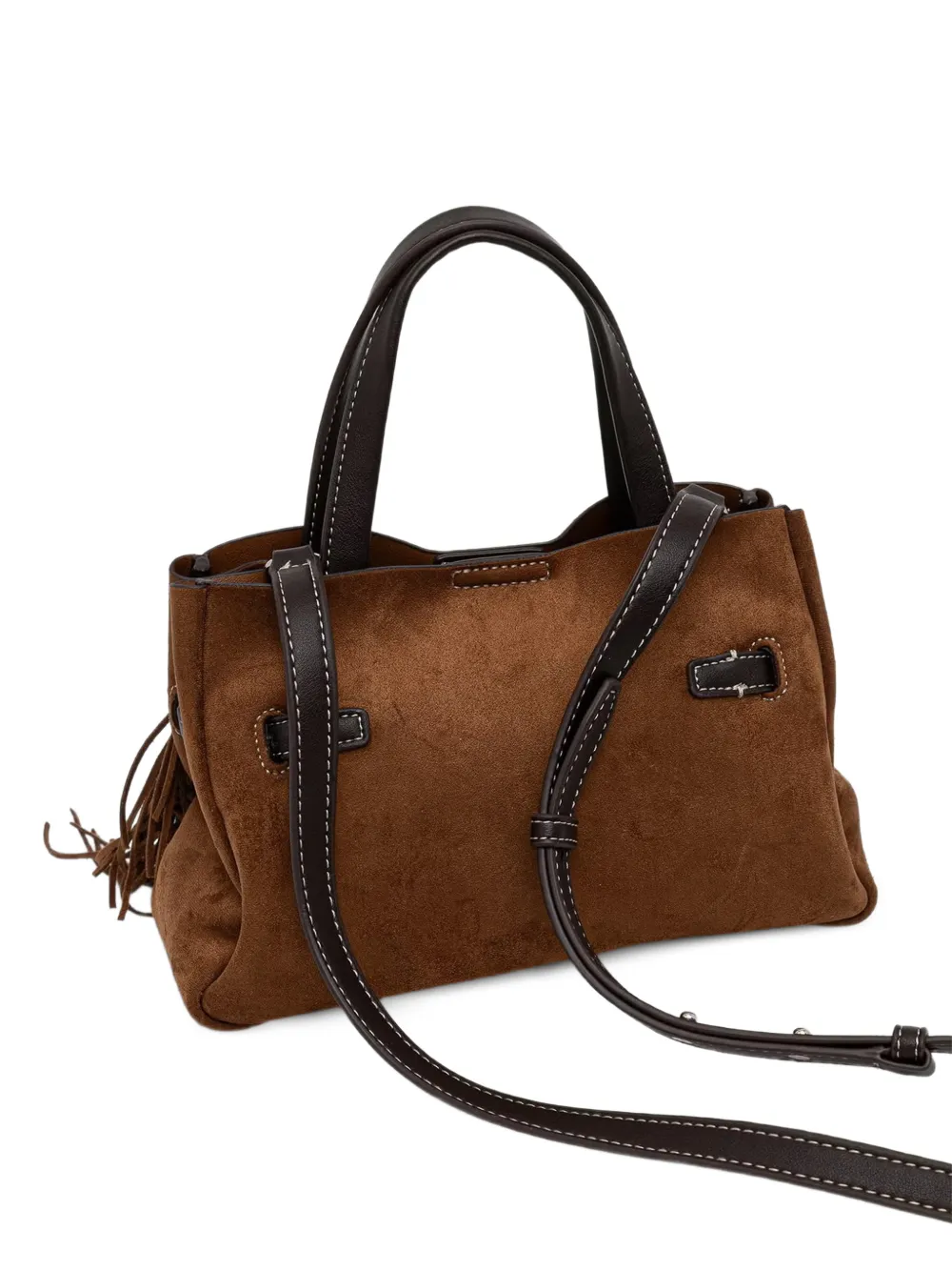 DKNY Suède shopper met franje Bruin