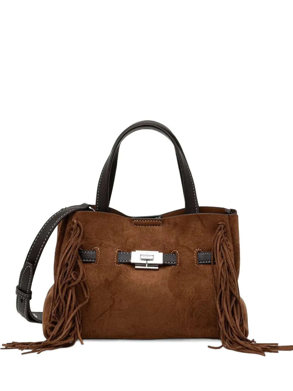 DKNY fringe-trimmed suede tote bag in Brown