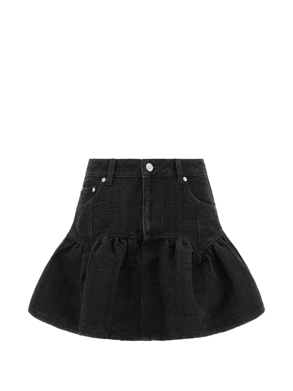 GANNI minijupe à volants en jean Lurex - Noir GANNI minijupe à volants en jean Lurex - Noir