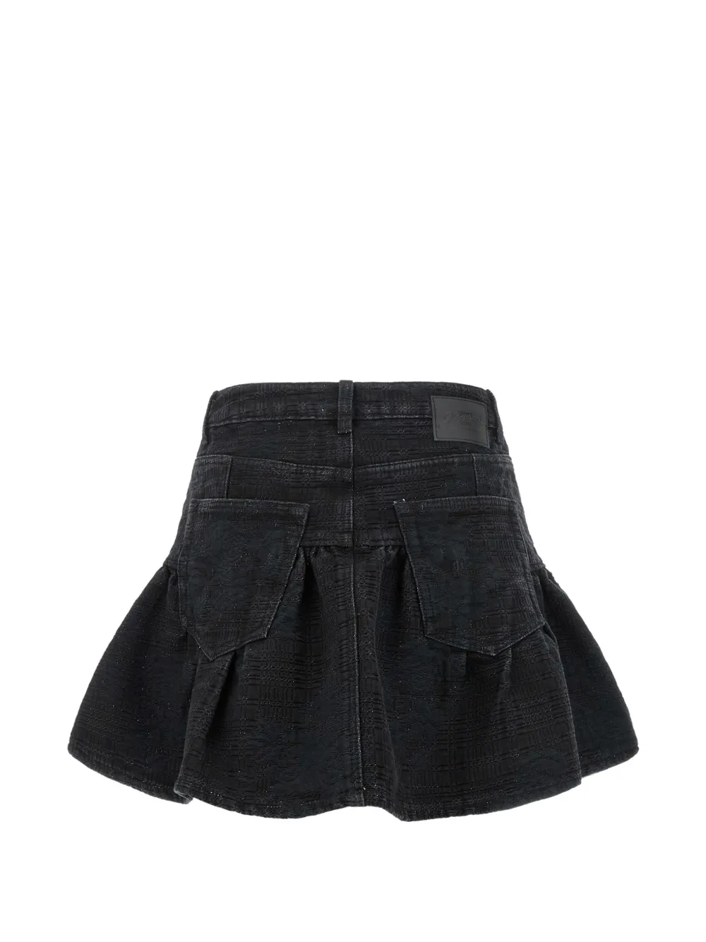 GANNI Lurex denim mini-rok met ruches Zwart
