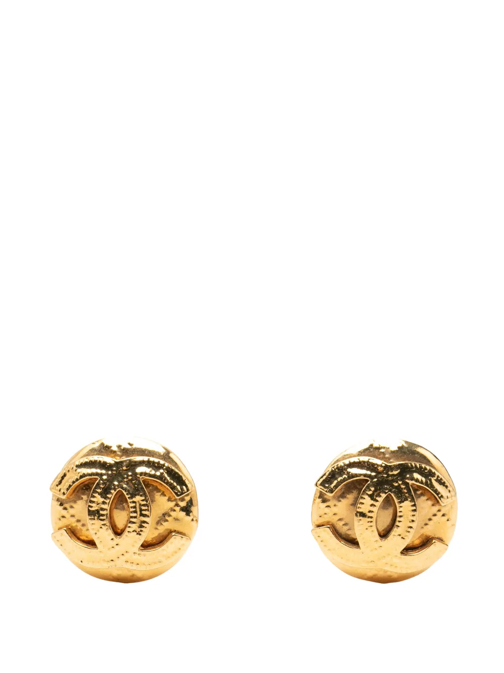CHANEL Pre-Owned 1994 CC Gold Plated Round Clip On Earrings costume earrings - Oro