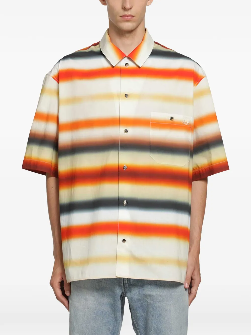 LOEWE gradient-stripe short-sleeve shirt - Tons neutres LOEWE gradient-stripe short-sleeve shirt - Tons neutres