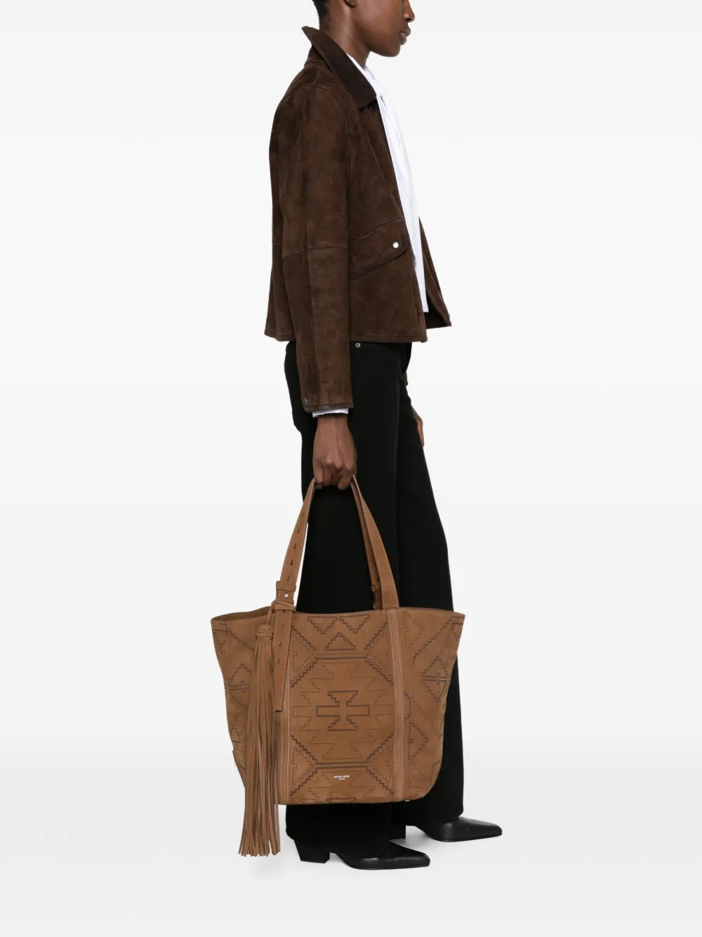 Golden Goose Shopper met geometrisch patroon en kwastje Bruin
