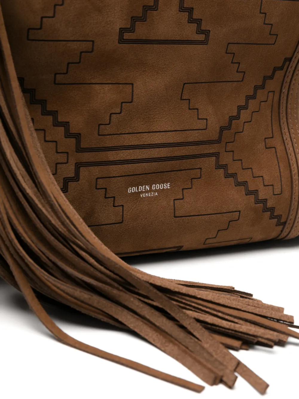 Golden Goose Shopper met geometrisch patroon en kwastje Bruin