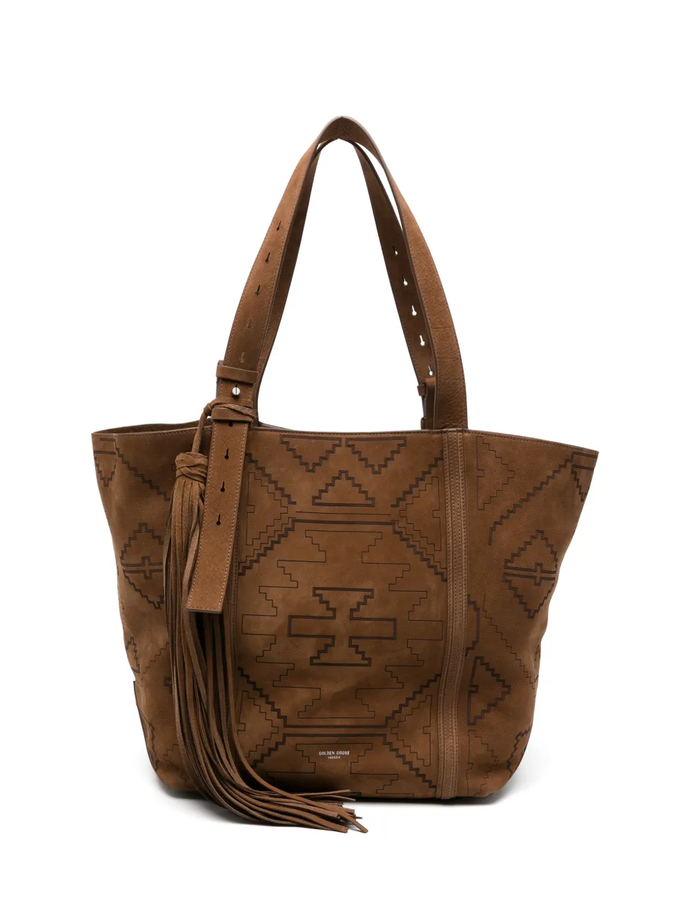 Golden Goose geometric-pattern tassel-detail tote bag - Braun