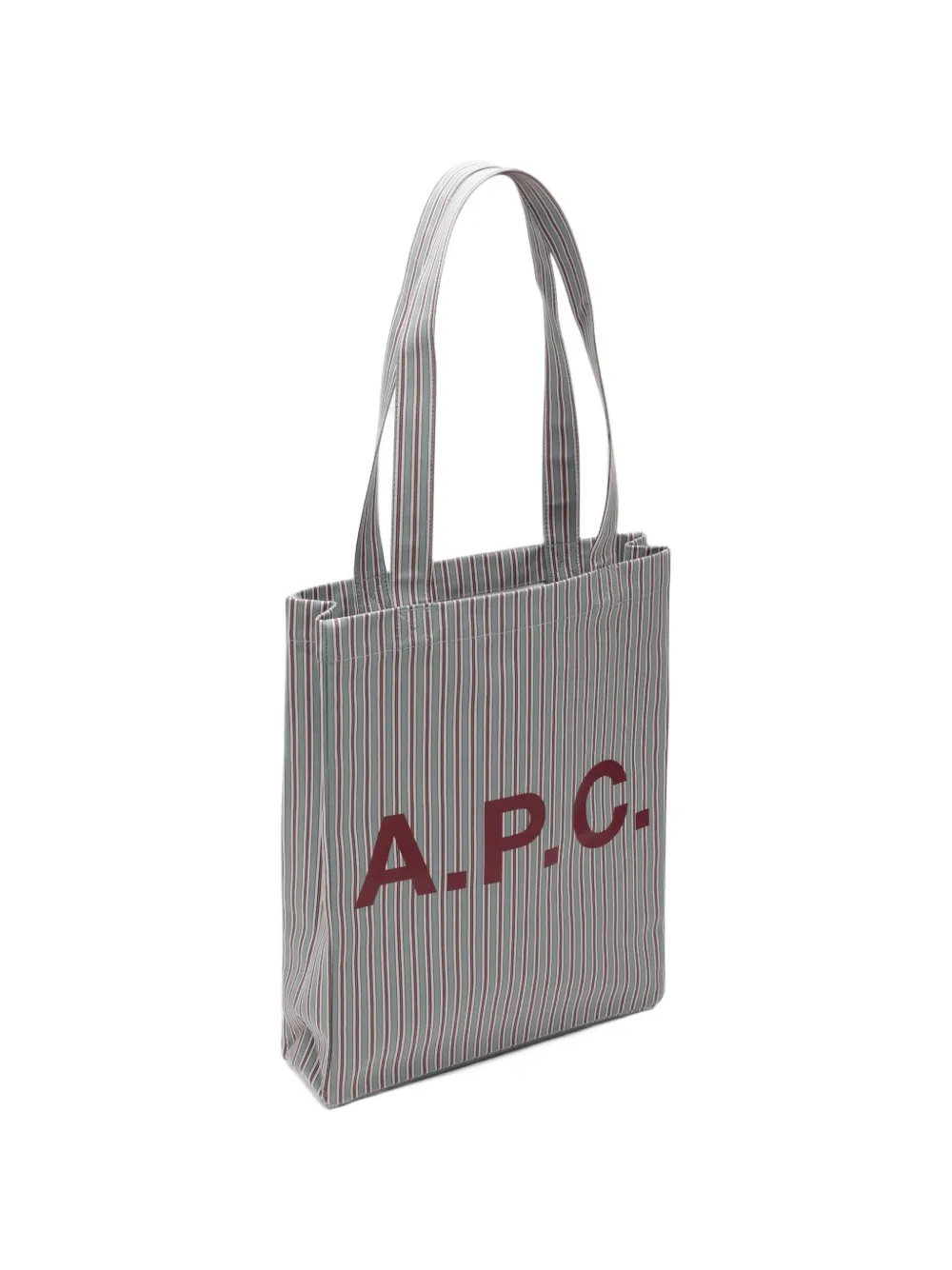 A.P.C. Gestreepte shopper met logoprint Groen