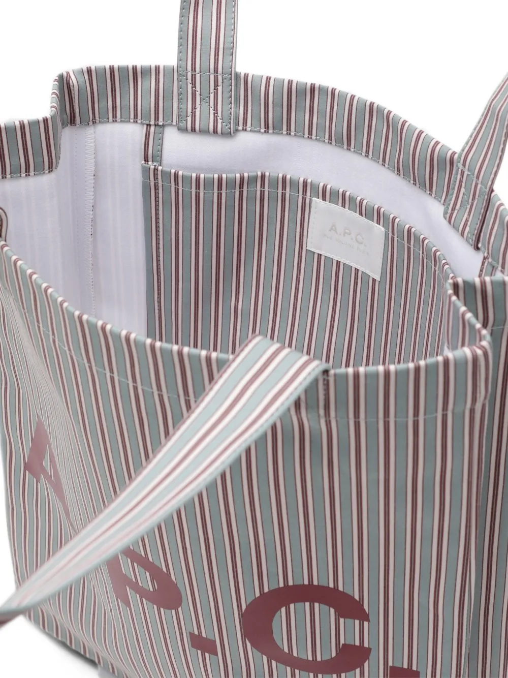 A.P.C. Gestreepte shopper met logoprint Groen