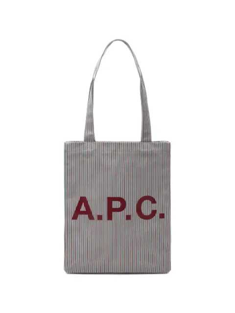 A.P.C. bolso shopper a rayas con logo