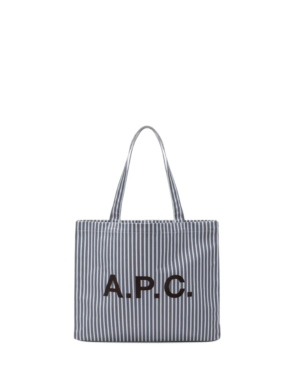 A.P.C. striped-pattern logo-print tote bag - Blu