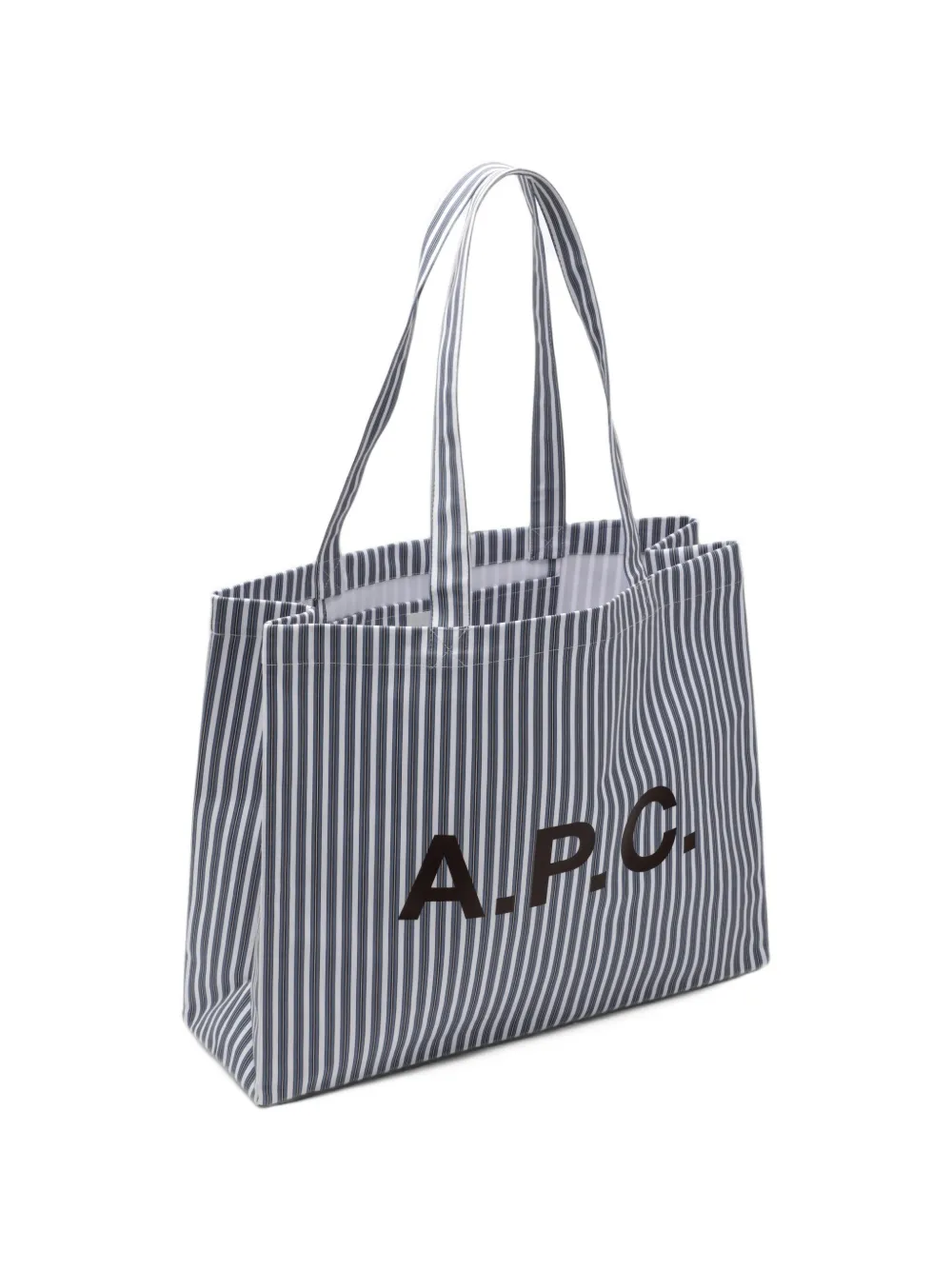 A.P.C. Gestreepte shopper met logoprint Blauw