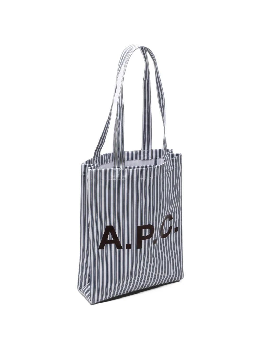 A.P.C. Gestreepte shopper met logoprint Wit