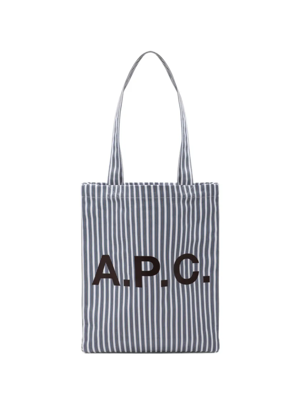 A.P.C. striped-pattern logo-print tote bag - Bianco