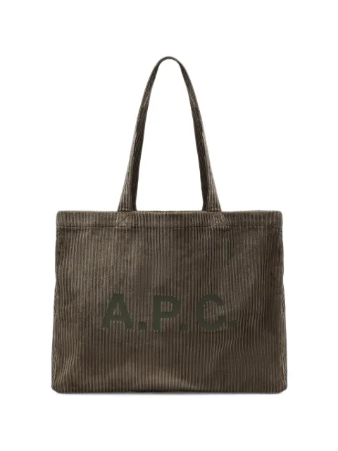 A.P.C. corduroy logo-print tote bag