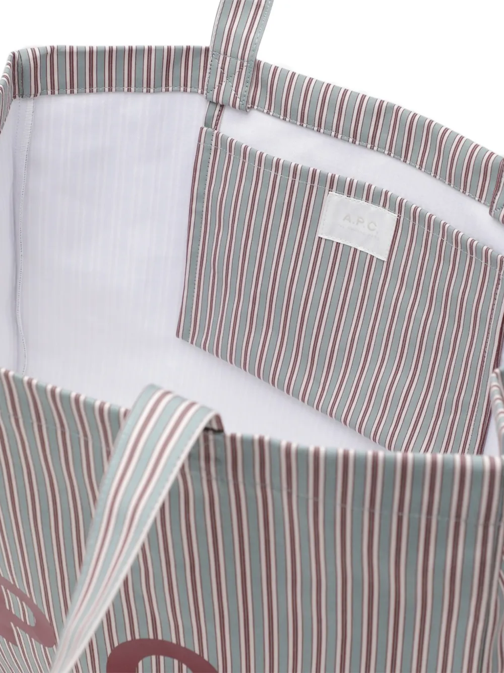 A.P.C. Gestreepte shopper met logoprint Grijs