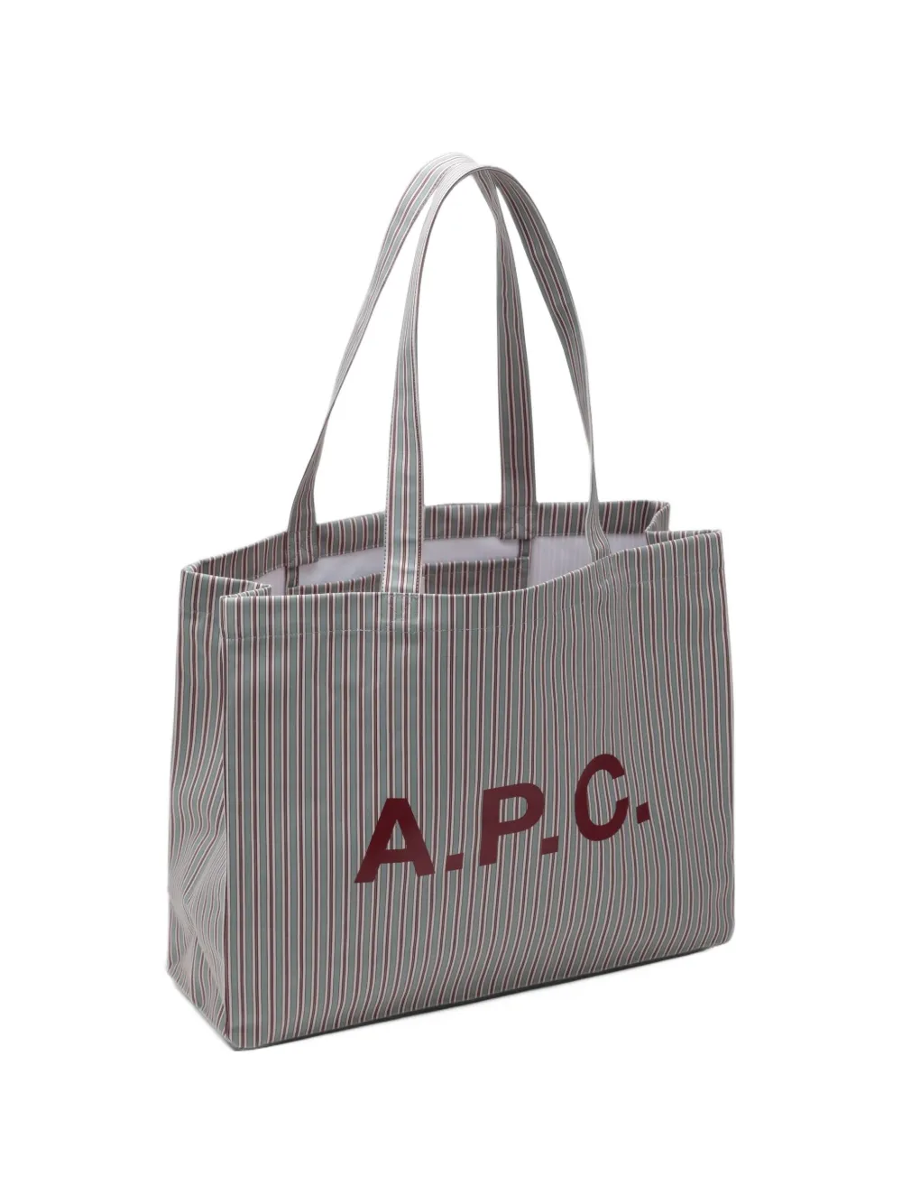 A.P.C. Gestreepte shopper met logoprint Grijs