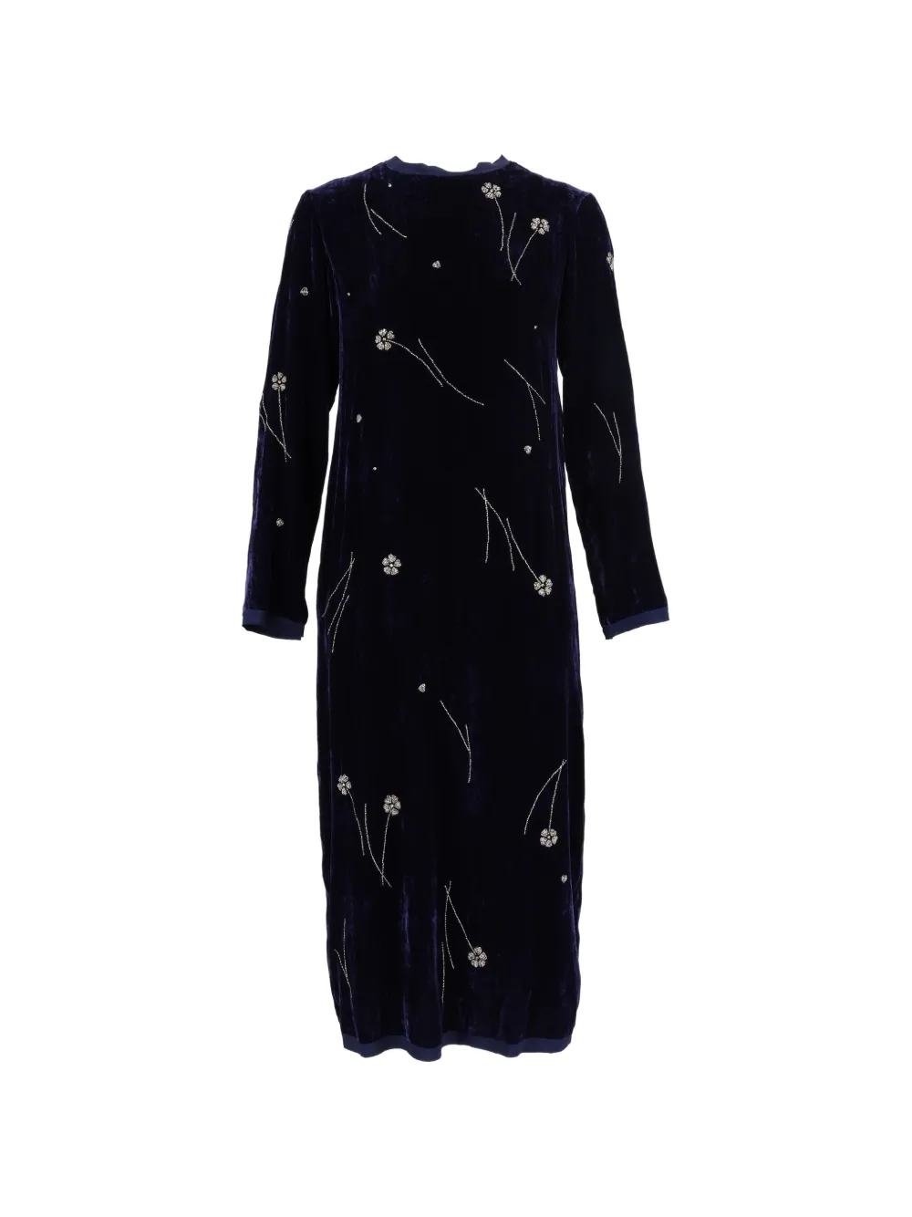 Forte Fleurs d'orient velvet midi dress Blauw