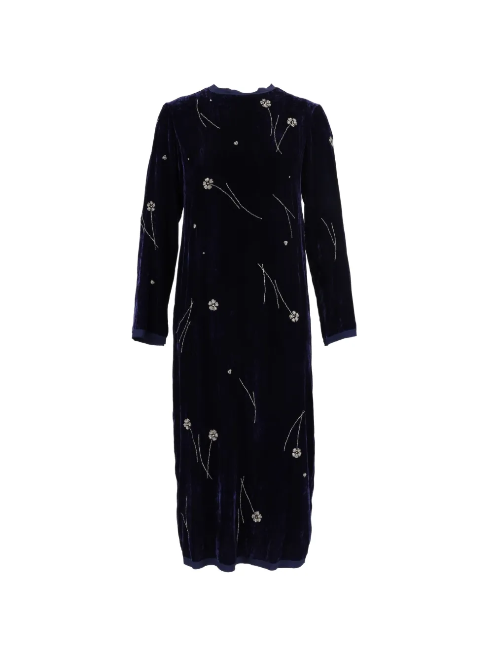 Forte Fleurs d'orient velvet midi dress Blauw