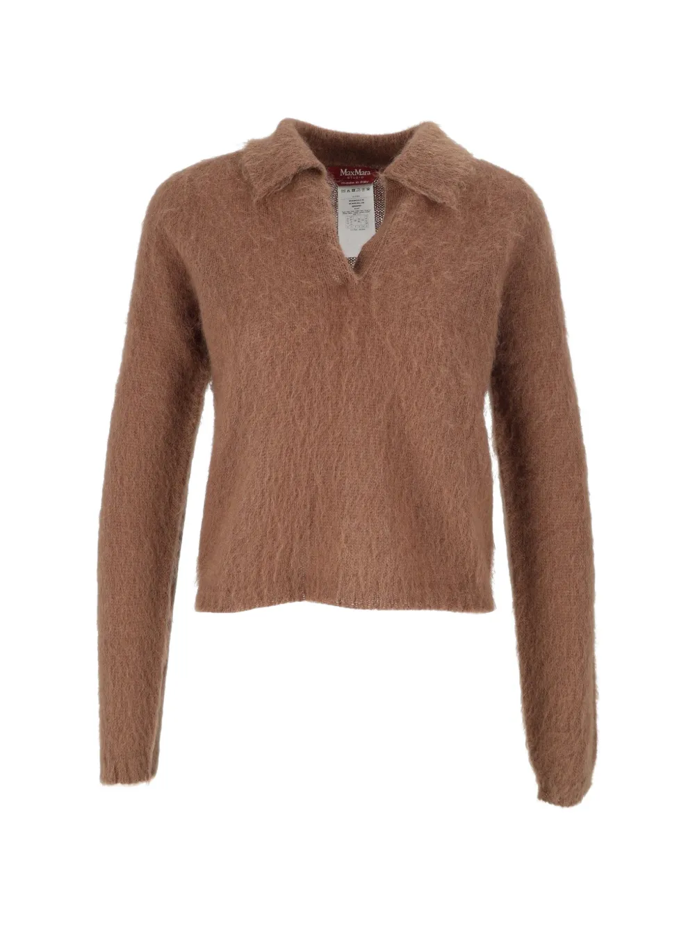 Max Mara brushed-knit polo sweater - Marrone